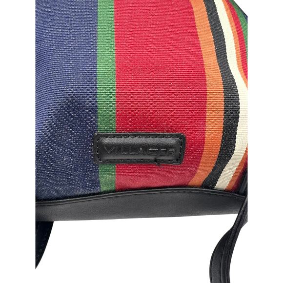 Villager by Liz Claiborne Womens Vintage 90s Striped Triangle Backpack Sling Bag - Picture 12 of 16